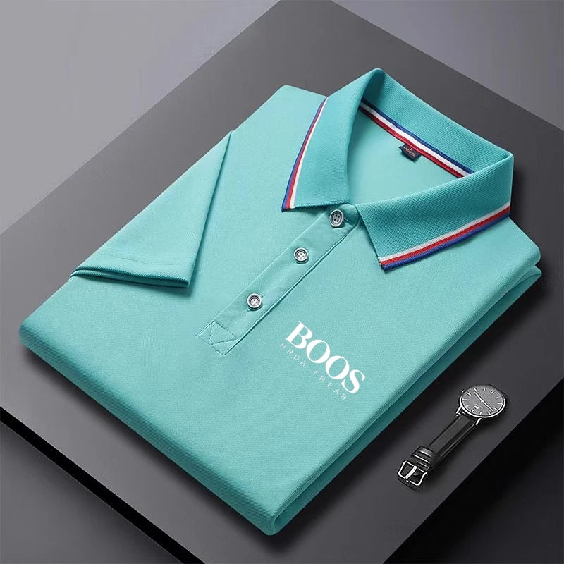 Solid Color Polo Shirt Men's Business Polo Collar Half Sleeved Top Summer Casual Short Sleeved T-shirt for Men An