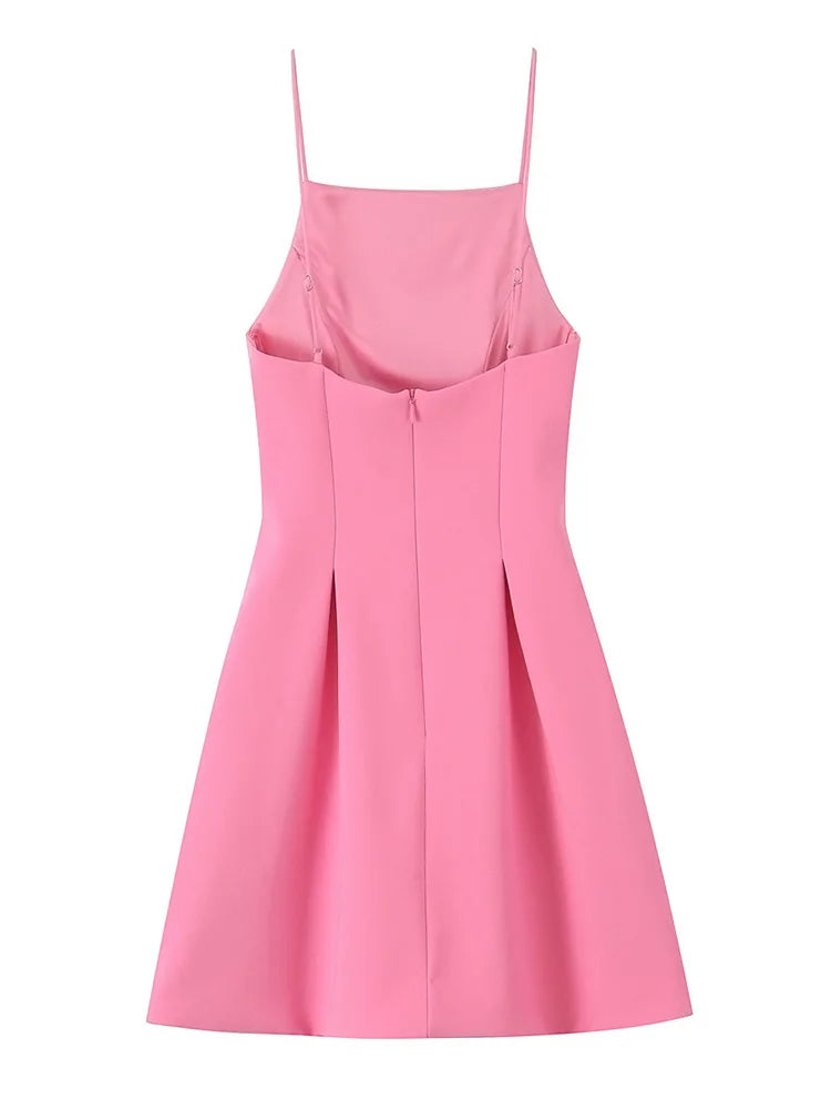 Ladies Pink Spaghetti Strap Dress