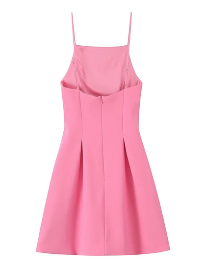 Ladies Pink Spaghetti Strap Dress