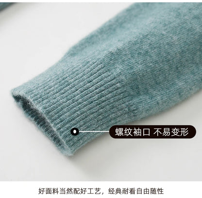 Autumn and winter new 100% pure wool sweater men's POLOL neck sweater lapel button cashmere sweater business bottoming shirt.