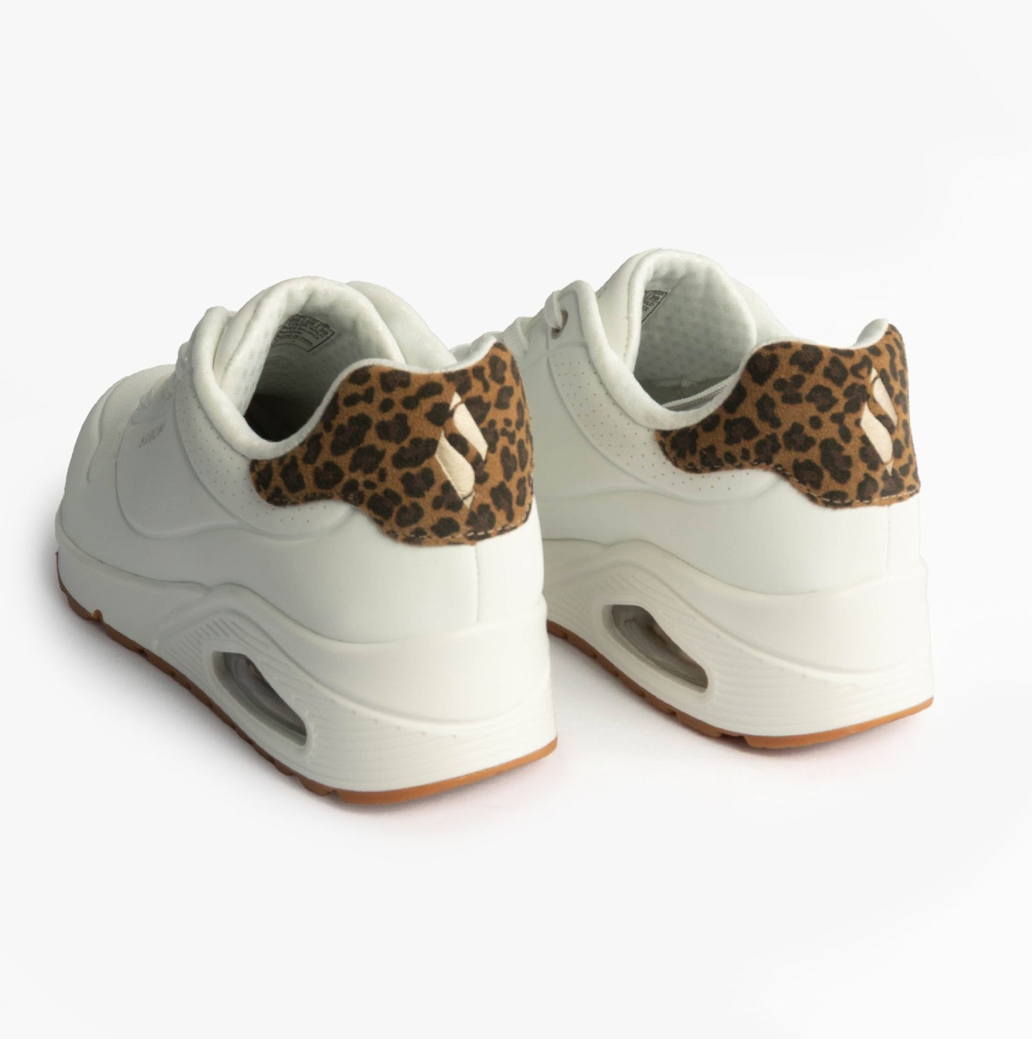 Skechers 177093/WHLD UNO-JUNGLE NITE Womens Trainers White Durabuck/Leopard Printed