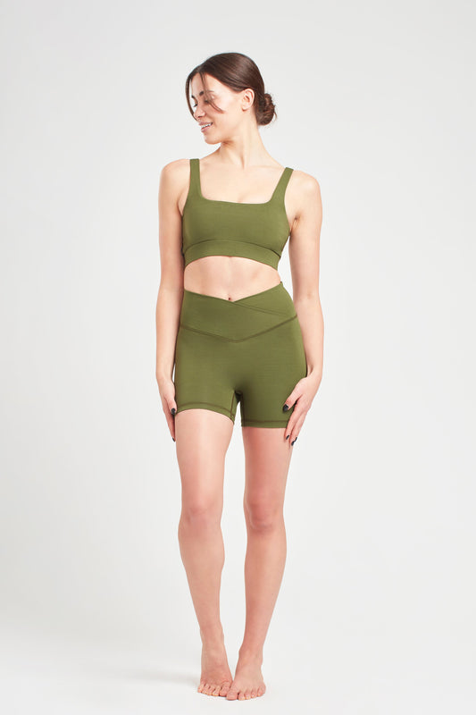Wrap Biker Shorts - Earth Khaki