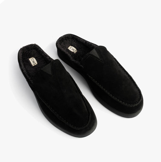 TOMS ALONSO MULE Mens Slippers Faux Shearling Lined Mule Black