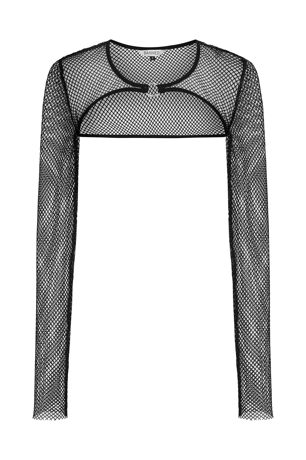 Banned Apparel Venus Metallic Fishnet Crop Top in Black