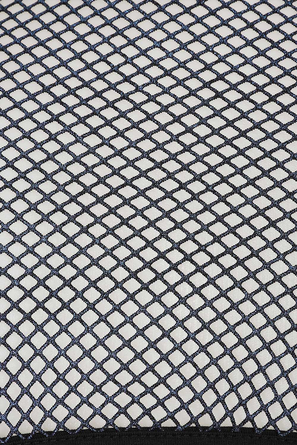 Banned Apparel Venus Metallic Fishnet Crop Top in Black