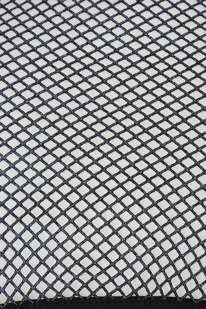 Banned Apparel Venus Metallic Fishnet Crop Top in Black