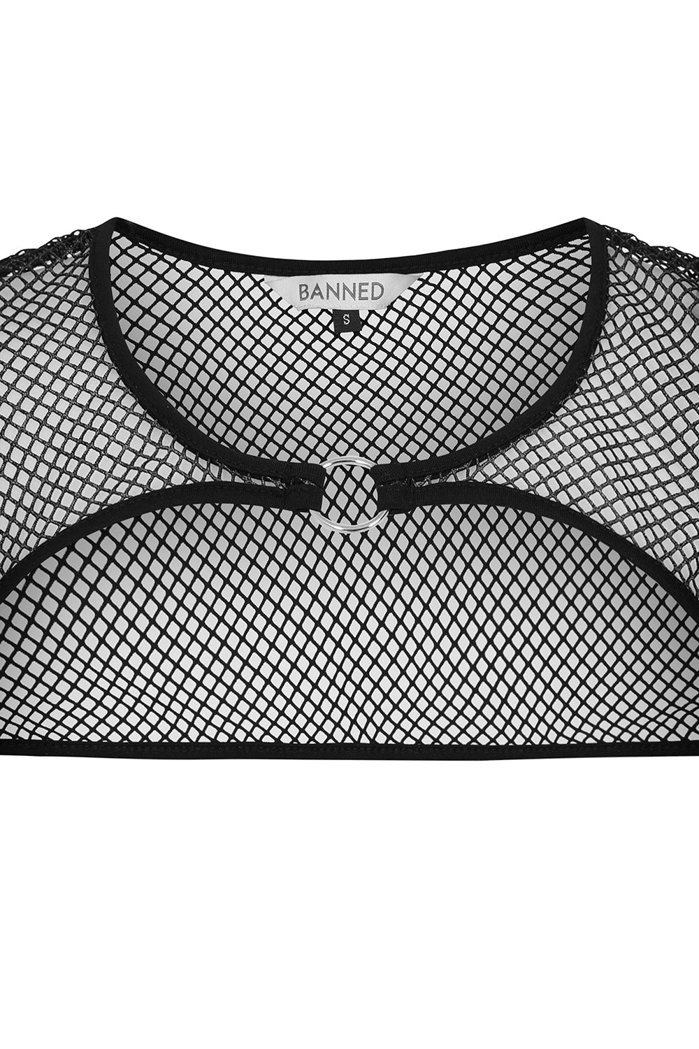 Banned Apparel Venus Metallic Fishnet Crop Top in Black