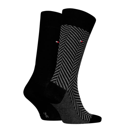 Tommy Hilfiger 2 Pack Classic Mens Crew Socks Black/Grey