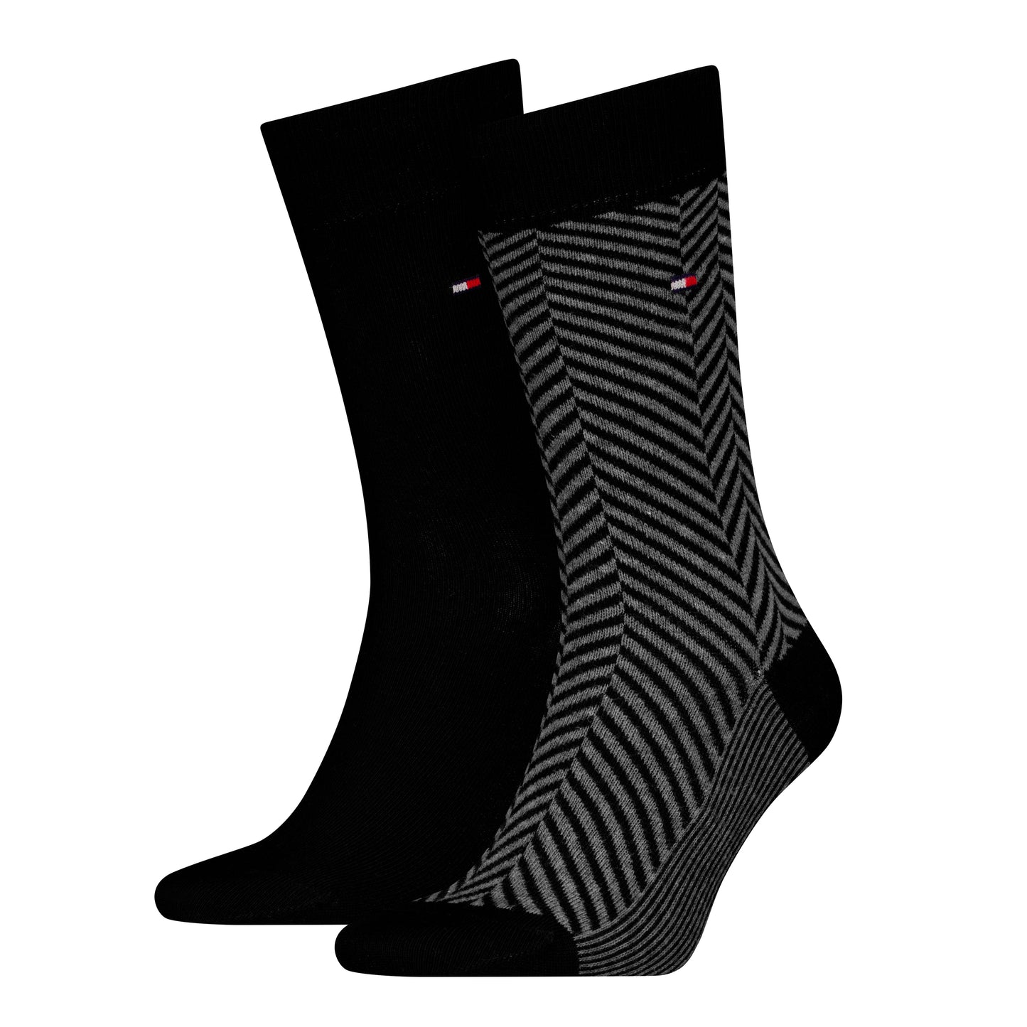 Tommy Hilfiger 2 Pack Classic Mens Crew Socks Black/Grey