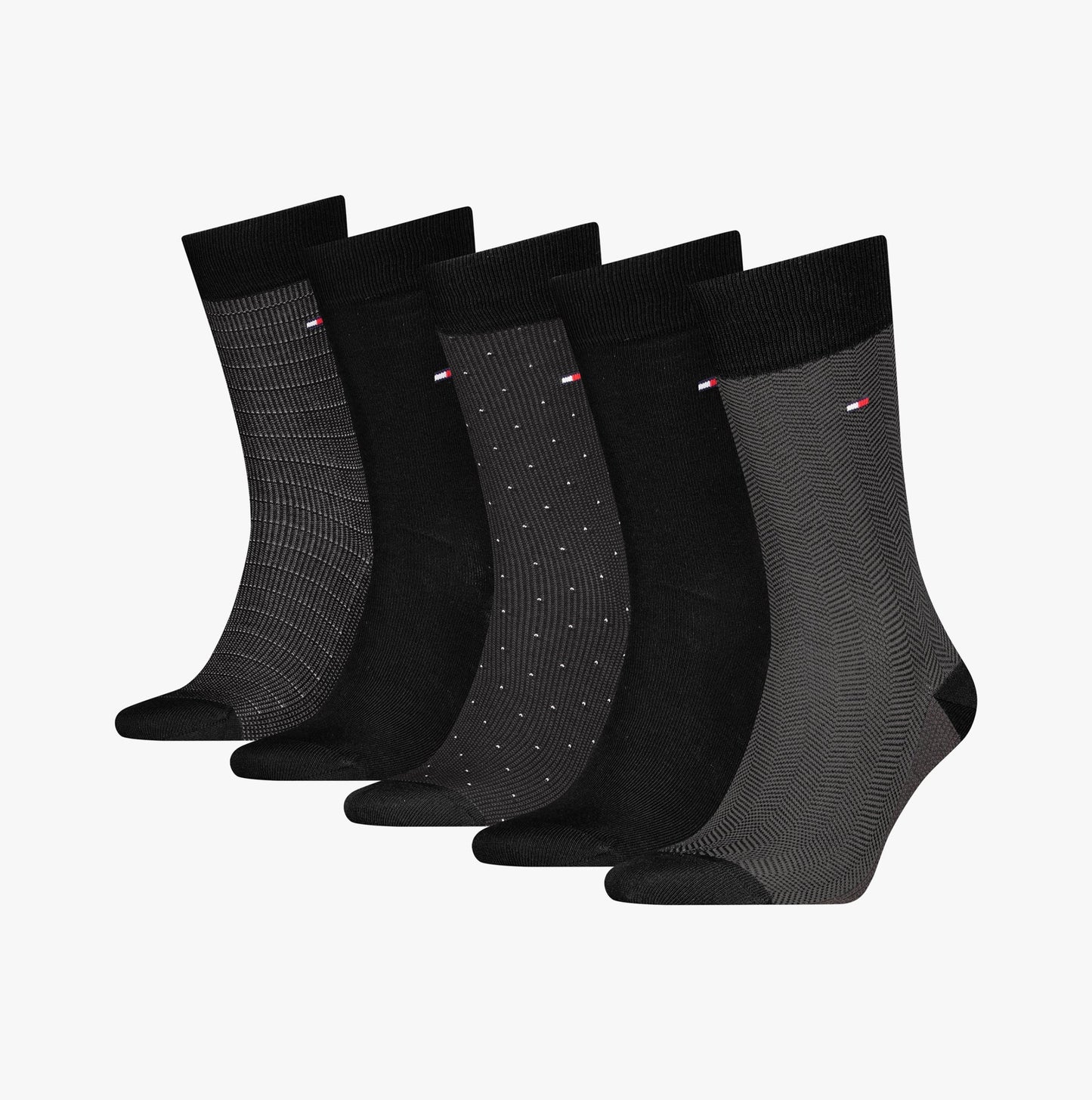 Tommy Hilfiger 5 Pack Giftbox Herringbone Mens Socks Black