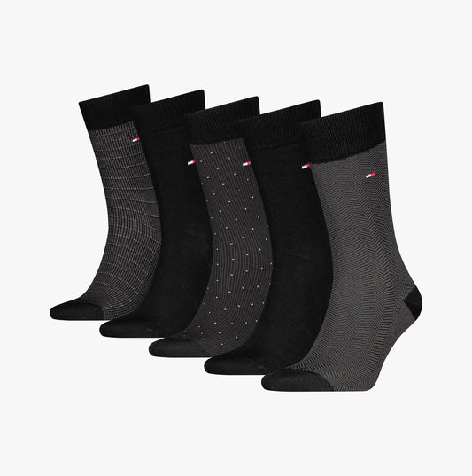 Tommy Hilfiger 5 Pack Giftbox Herringbone Mens Socks Black