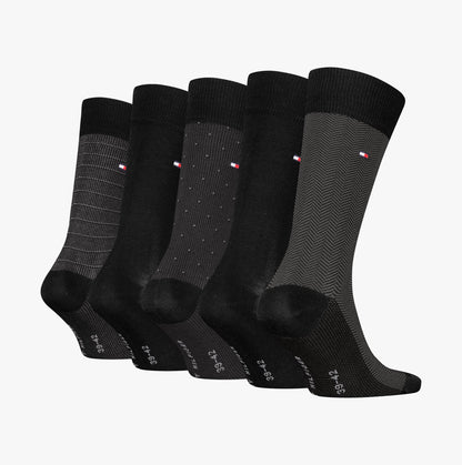 Tommy Hilfiger 5 Pack Giftbox Herringbone Mens Socks Black