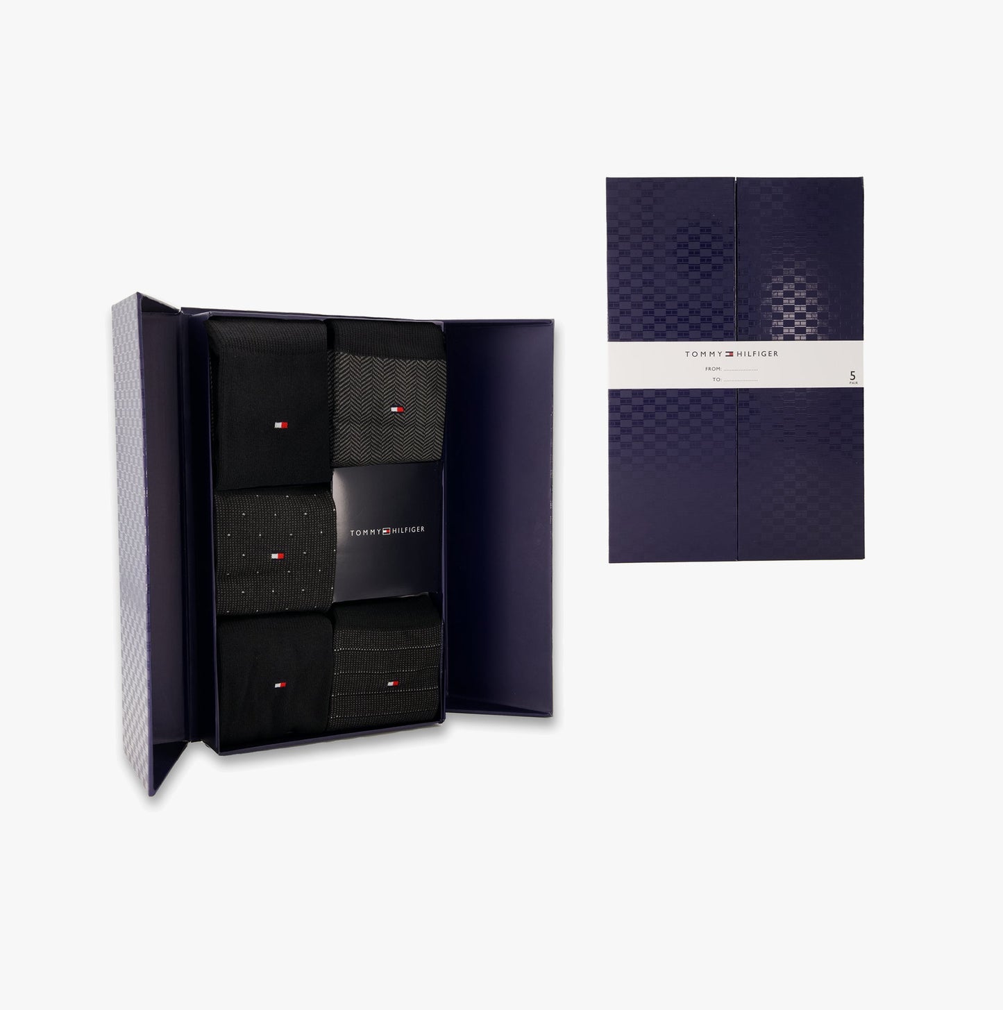 Tommy Hilfiger 5 Pack Giftbox Herringbone Mens Socks Black