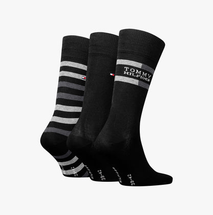 Tommy Hilfiger 3 Pack Giftbox Tommy Stripe Mens Socks Black