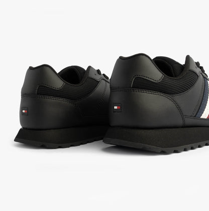 Tommy Hilfiger Mens Signature Tape Cleat Leather Trainers Black