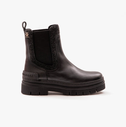 Tommy Hilfiger FEMININE FELT CHELSEAIE Womens Boots Black