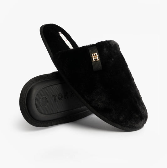 Tommy Hilfiger TH FAUX FUR HOUSE SH Womens Slippers Black