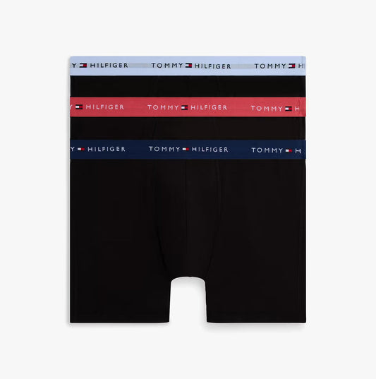 Tommy Hilfiger Mens 3 Pack Signature Logo Waistband Boxer Briefs Black
