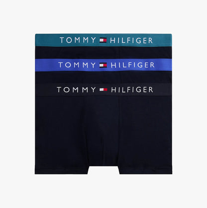 Tommy Hilfiger Mens 3 Pack Logo Waistband Trunks Navy
