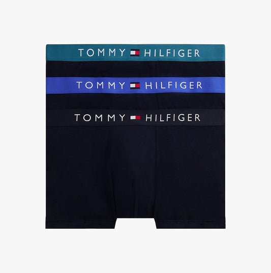 Tommy Hilfiger Mens 3 Pack Logo Waistband Trunks Navy