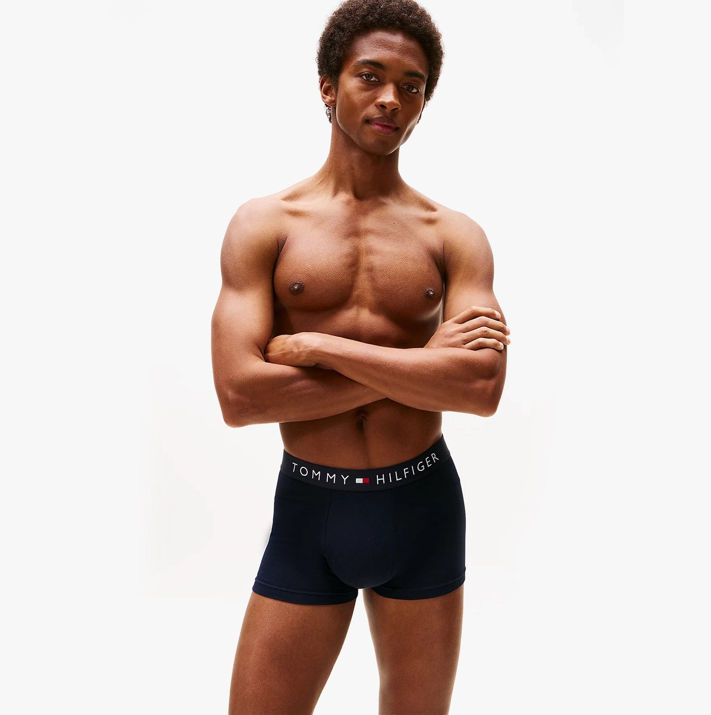 Tommy Hilfiger Mens 3 Pack Logo Waistband Trunks Navy