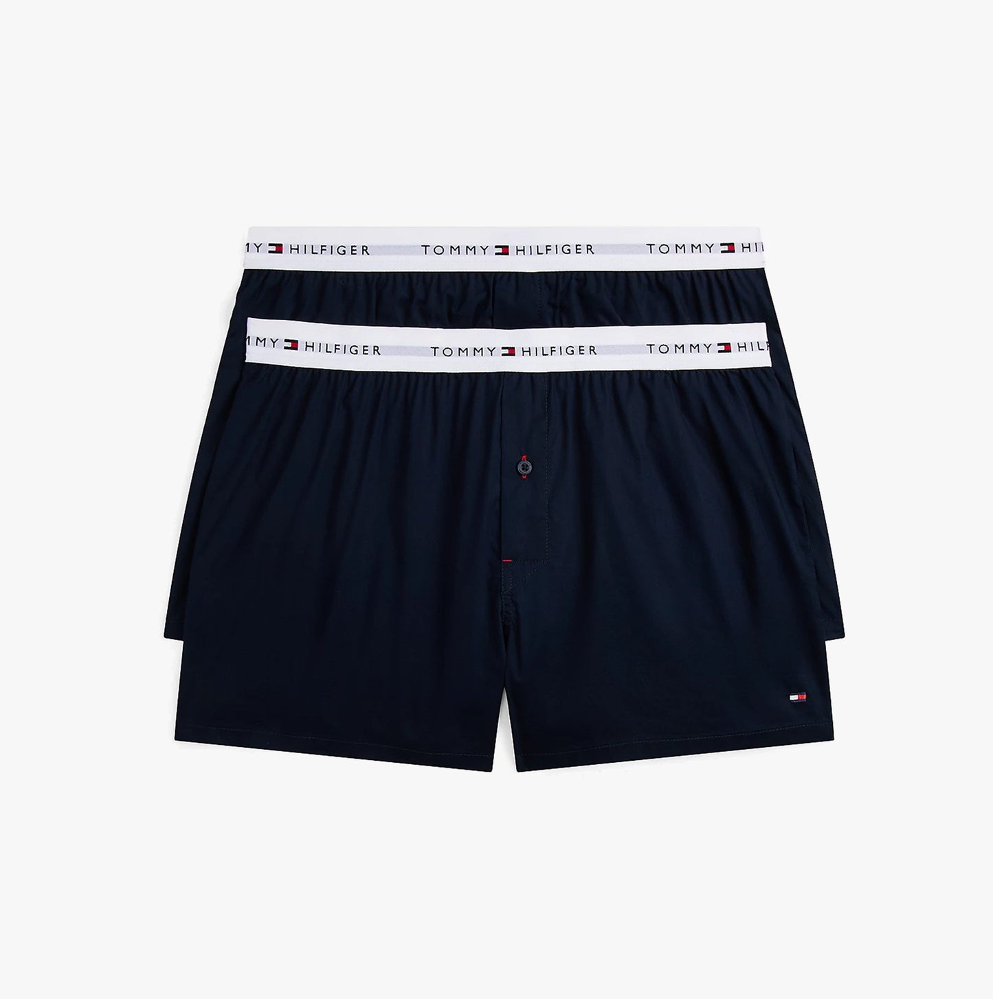 Tommy Hilfiger Mens 2 Pack Signature Logo Woven Boxer Shorts Navy