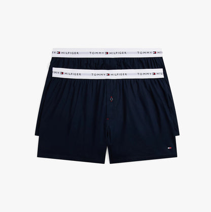 Tommy Hilfiger Mens 2 Pack Signature Logo Woven Boxer Shorts Navy
