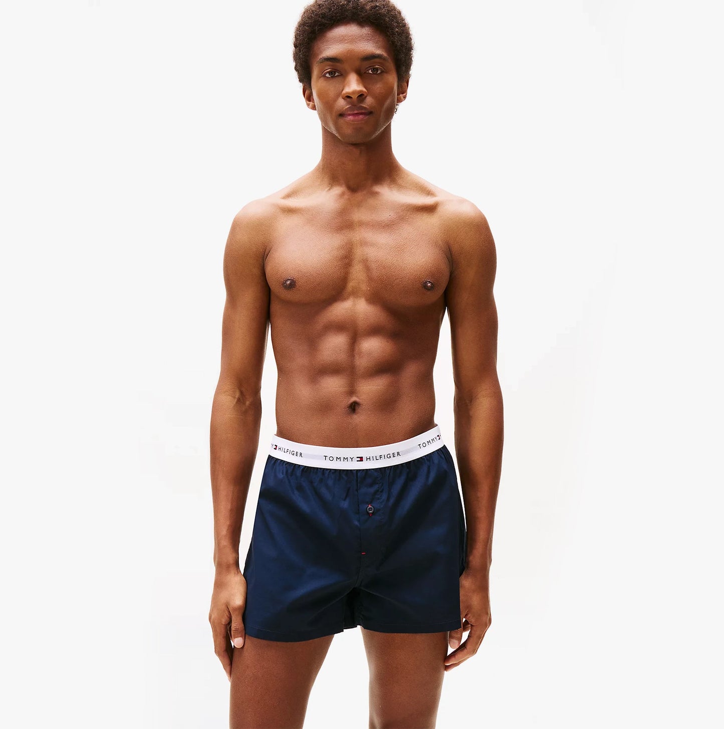 Tommy Hilfiger Mens 2 Pack Signature Logo Woven Boxer Shorts Navy