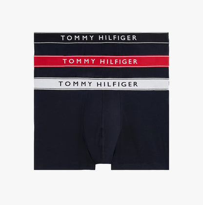 Tommy Hilfiger Mens 3 Pack Logo Waistband Trunks Navy