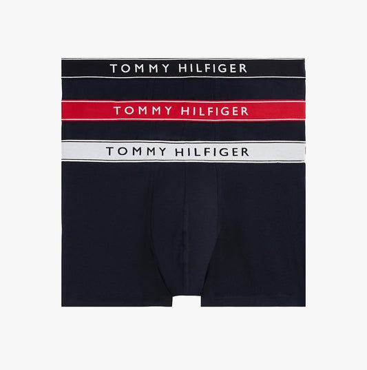 Tommy Hilfiger Mens 3 Pack Logo Waistband Trunks Navy