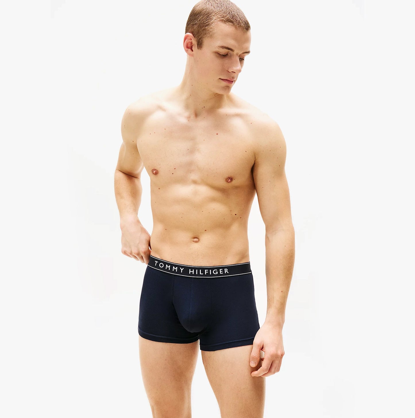 Tommy Hilfiger Mens 3 Pack Logo Waistband Trunks Navy