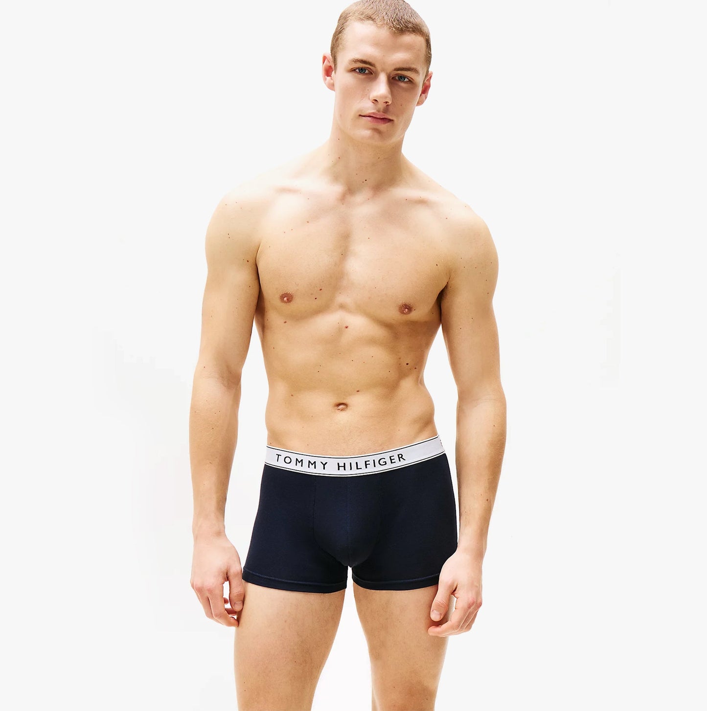 Tommy Hilfiger Mens 3 Pack Logo Waistband Trunks Navy