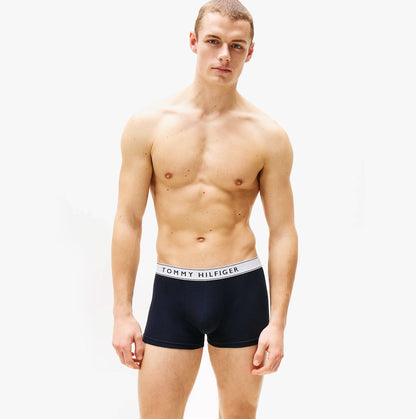 Tommy Hilfiger Mens 3 Pack Logo Waistband Trunks Navy