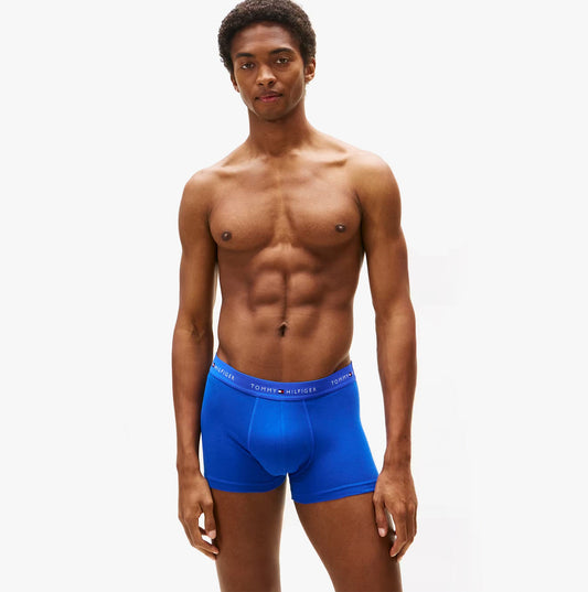 Tommy Hilfiger Mens 3 Pack Logo Waistband Cotton Trunks Multi