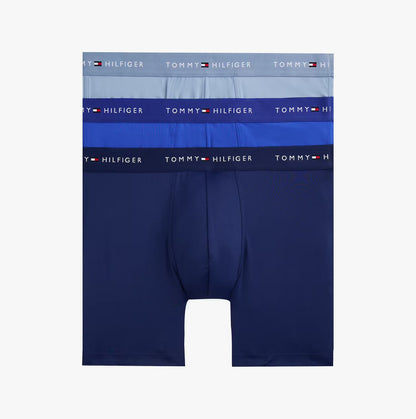 Tommy Hilfiger Mens Signature Microfibre 3 Pack Boxer Briefs Blue Multi