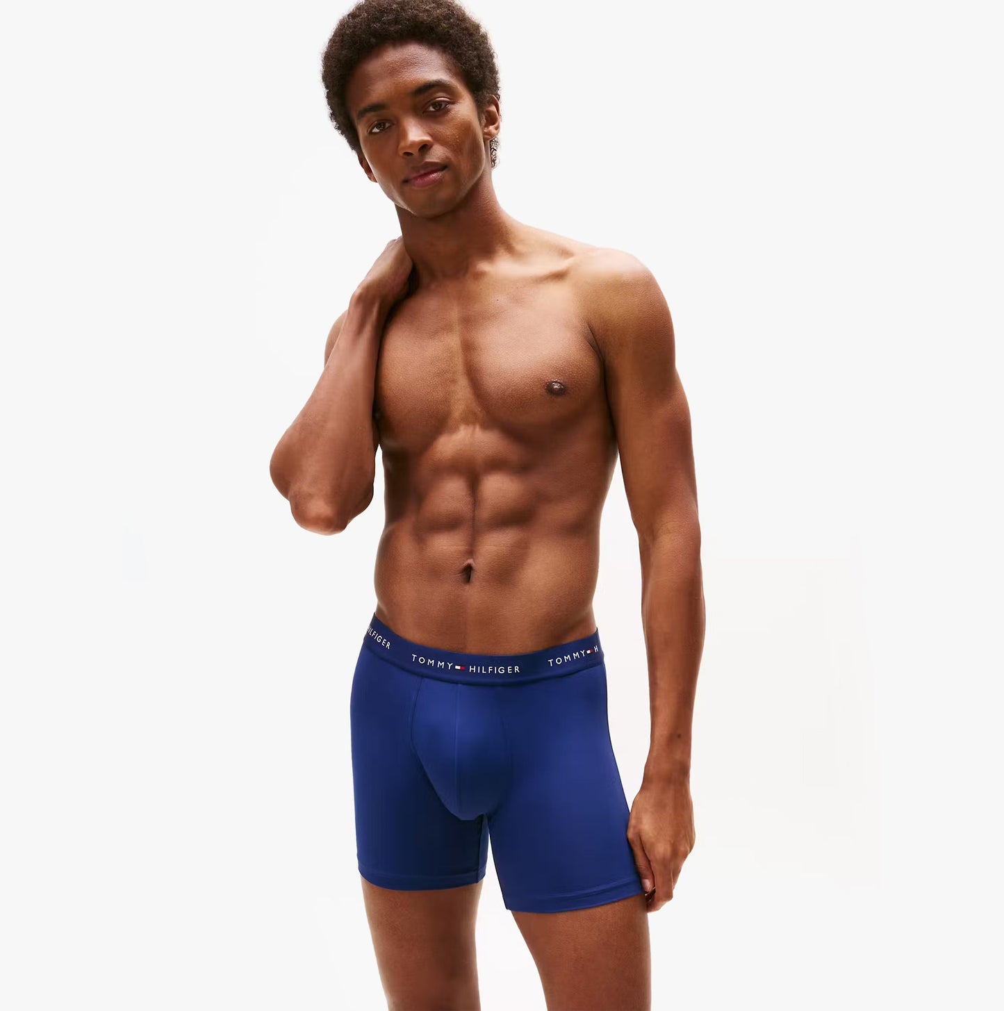 Tommy Hilfiger Mens Signature Microfibre 3 Pack Boxer Briefs Blue Multi