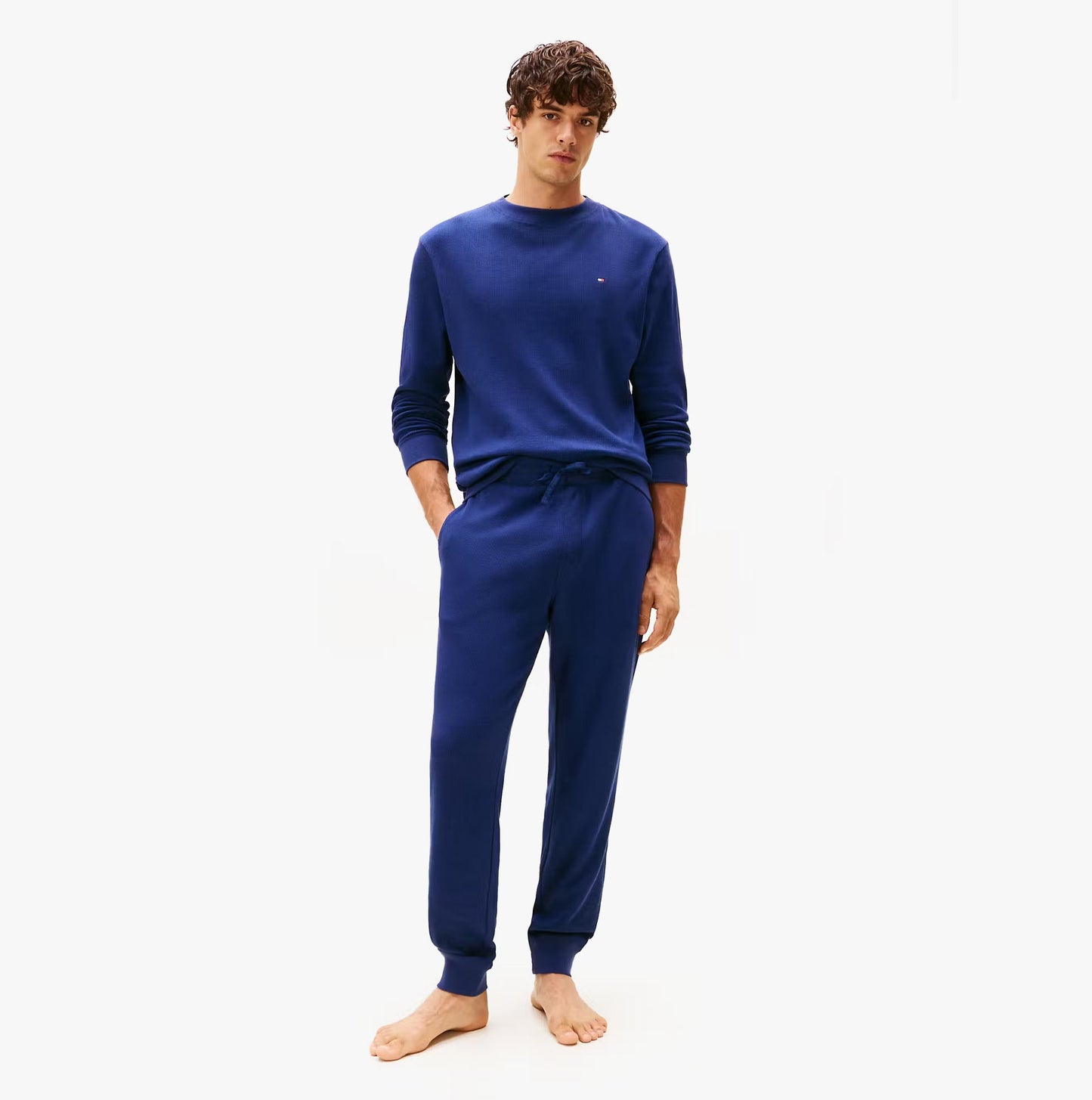 Tommy Hilfiger LS WAFFLE TOP Mens Loungewear Preppy Navy