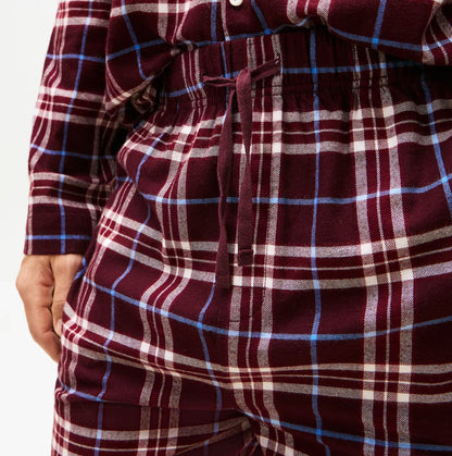 Tommy Hilfiger RELAXED FLANNEL PJ Mens Set Tartan Reiker Burgundy