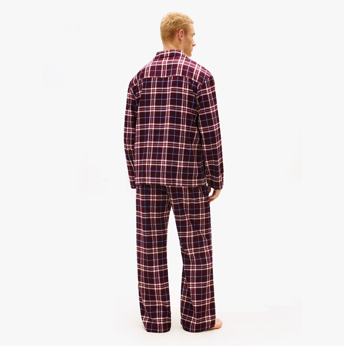 Tommy Hilfiger RELAXED FLANNEL PJ Mens Set Tartan Reiker Burgundy