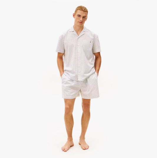 Tommy Hilfiger WOVEN PJ SET Mens Set Linear White Grid Check