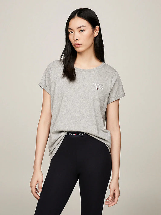 Tommy Hilfiger PURE COTTON Womens T-Shirt Light Grey Heather
