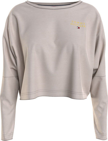 Tommy Hilfiger LONG SLEEVE T-SHIRT GOLD EMBR. Womens T-Shirts Cashmere Creme