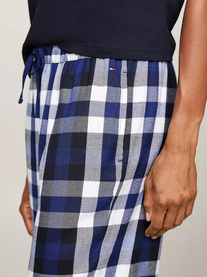 Tommy Hilfiger ORIGINAL Womens Flannel Pants Heritage Check Midi Blue Ink