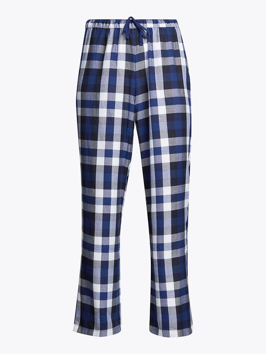 Tommy Hilfiger ORIGINAL Womens Flannel Pants Heritage Check Midi Blue Ink