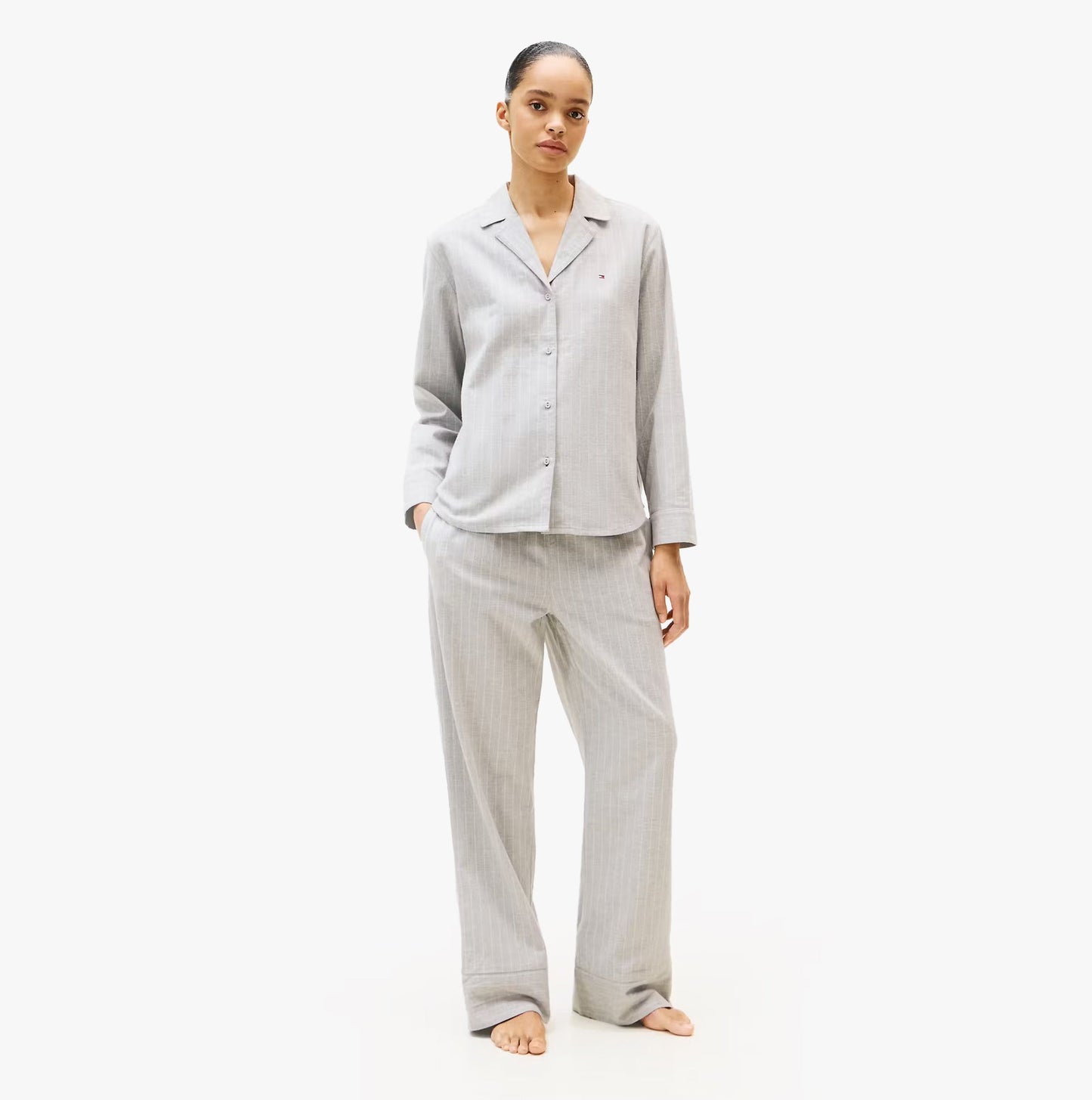 Tommy Hilfiger STRIPE FLANNEL SHIRT Womens Set Thin Stripe Light Grey