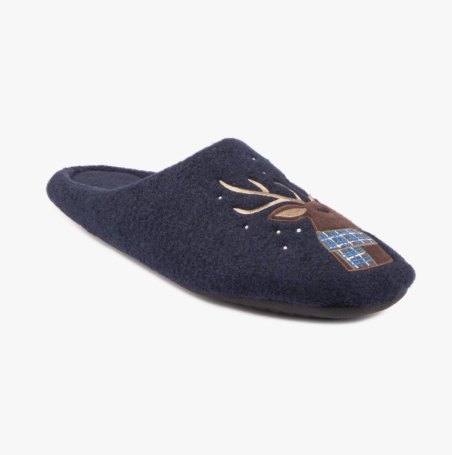 Totes Isotoner NOVELTY STAG Mens Mule Slippers Blue