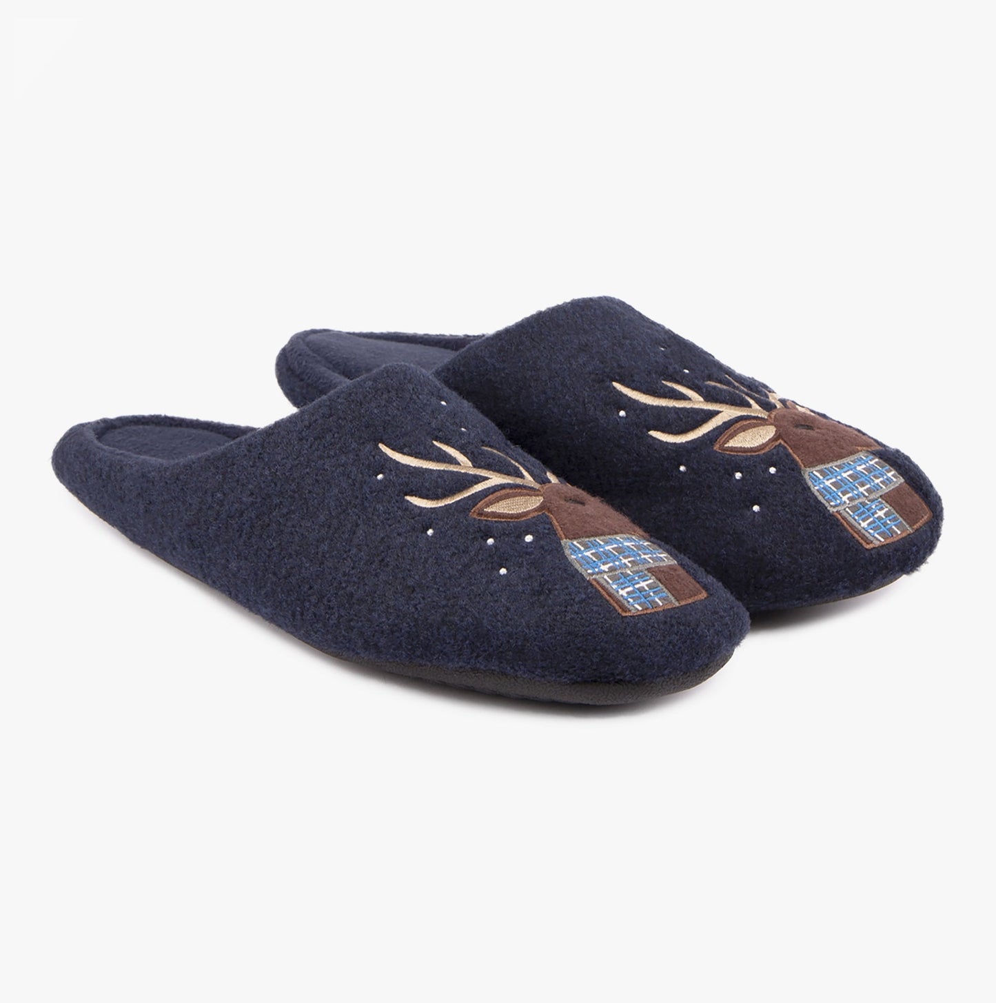 Totes Isotoner NOVELTY STAG Mens Mule Slippers Blue