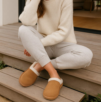 Totes Isotoner REAL SUEDE MULE Womens Slippers Tan