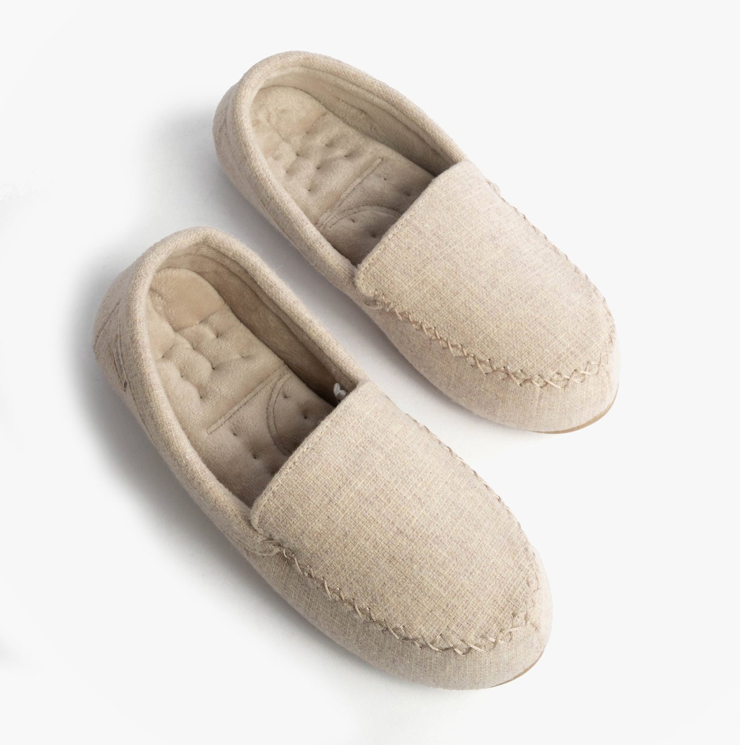 Totes Isotoner TEXTURED Womens Moccasin Slippers Light Brown