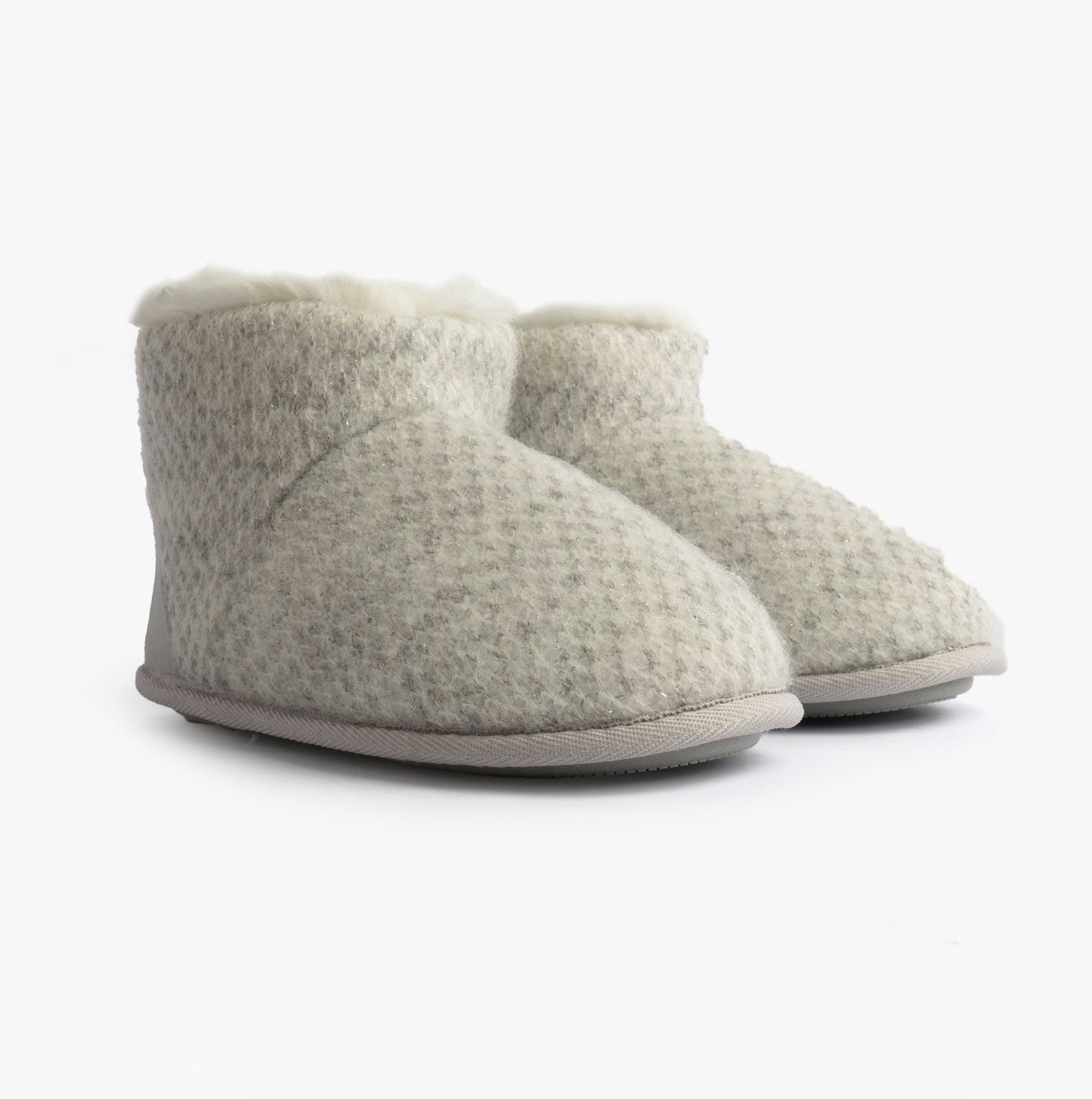 Totes Isotoner SPARKLE KNIT Womens Boot Slippers Light Grey